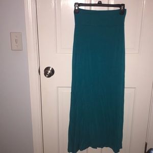 Teal maxi skirt, slit on both sides